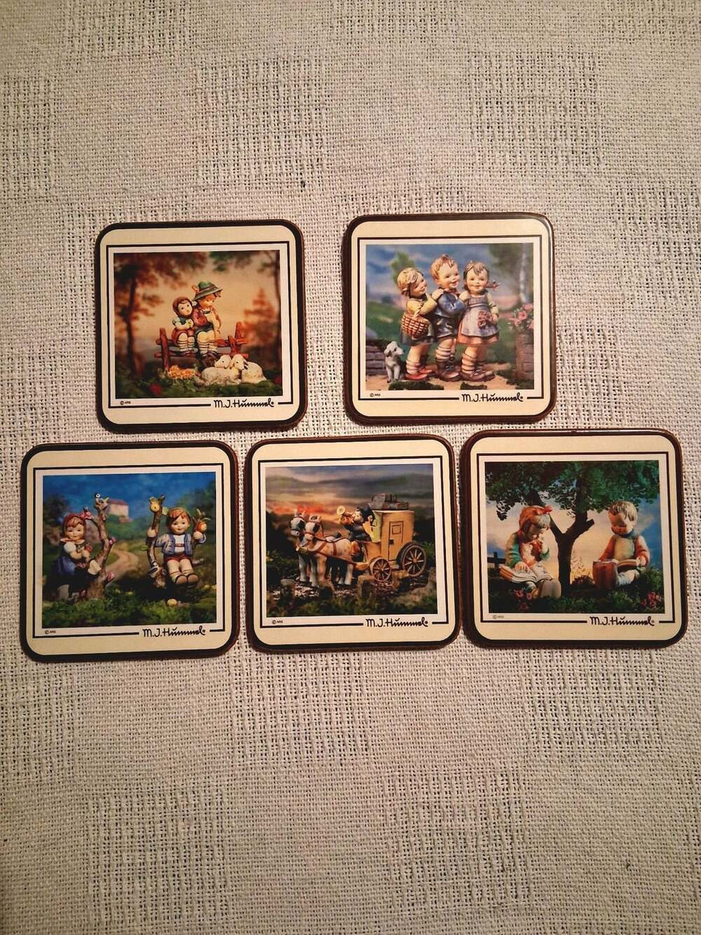 M.J. Hummel Pimpernel Cork Backed Coasters Set of 5
